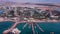 Eilat Shorline with Marina Boats Hotels and landscape Aerial