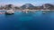 Eilat Shorline with Marina Boats Hotels and landscape Aerial