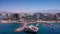 Eilat Shorline with Marina Boats Hotels and landscape Aerial