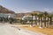 EIN BOKEK on the Israeli shore of the Dead Sea, near Neve Zohar. streets of a small Mediterranean town with palm trees and