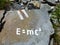Einstein`s equation on stone in Rila Mountains