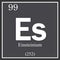 Einsteinium chemical element, dark square symbol