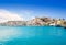 Eivissa Ibiza town with church under blue sky
