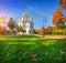 Ekaterininsky Cathedral and red foliage