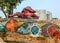 El Beso or `The kiss` sculpture in the `Parque del Amor` Love Park by the Pacific Ocean in the Miraflores district of Lima