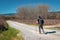 El Bierzo, Spain - Man Hiking the Way of St James Camino de Santiago