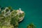 El Caballo lighthouse aerial view in Cantabria, panorama