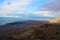 El Calafate top view. Evening sunset nature landscape magic dreamy cloud on the sky in Patagonia