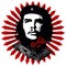 El Che Iconic Portrait Vector illustration on Abstract red sun Background