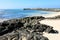 El Cotillo amazing wild beach with black lava stones in Fuerteventura, Canary Islands
