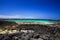 El Cotillo - Faro del Toston: Natural pools between black volcanic rocks and turquoise ocean horizon north Fuerteventura against