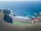 El Golfo green volcanic lake and ocean from above, Lanzarote, Canaries