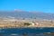 El Medano - popular windsurf and kitesurfspot with volcano Teide in background on Tenerife island