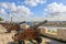 El Morro spanish fortress with lighthouse, cannons and cuban fla