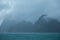 El Nido bay and Cadlao island at heavy storm rainy, Palawan, Philippines