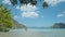 El Nido bay. Palawan, Philippines. View to lagoon with Bangka banca boats floating in shallow blue water