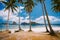 El Nido Beach Paradise: Pinagbuyutan Island with palm trees. Palawan, Philippines