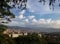 El Poblado, Medellin, Colombia. Great mountains, sky and skyscrapers of the city