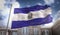 El Salvador Flag 3D Rendering on Blue Sky Building Background