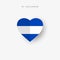 El Salvador heart shaped flag. Origami paper cut Salvadoran national banner