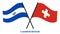 El Salvador and Switzerland Flags Crossed And Waving Flat Style. Official Proportion. Correct Colors