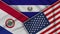El Salvador United States of America Paraguay Flags Together Fabric Texture Illustration