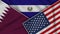 El Salvador United States of America Qatar Flags Together Fabric Texture Illustration