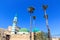 El-Zeituna Mosque with dome, minaret and palm trees in Acre Old City, Israel