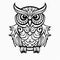 Elaborate Black And White Owl Svg Cutout Clip Art