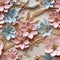 Elaborate collage of paper flowers with delicate and intricate details (tiled)