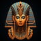 Elaborate Costumes: Pharaoh Face Vector Illustration In Dark Cyan And Amber