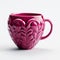 Elaborate Detail Pink Mug With Dark Magenta Color And Sculpted Forms