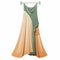 Elaborate Drapery: Green And Amber Moon And Star Dress