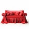 Elaborate Drapery Red Sofa With Bow On White Background