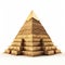 Elaborate Gilded Wooden Pyramid On White Background With Money Theme
