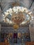 Elaborate Interior of Eastern Orthodox Church With Large Large Chandelier