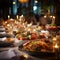 Elaborate and Visually Stunning Dining Setup with Gourmet Dishes