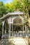 Elaborate white alcove in a tropical gardenl, Santiago de Compostela, Galicia, Spain