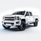 Elaborate White Gmc Sierra Pickup Truck On White Background