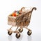 Elaborate Wooden Shopping Cart In Light Gold And Amber Style