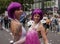 Elaborately dressed participant womans, during Christopher Street Day Parade