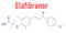 Elafibranor drug molecule skeletal chemical formula. Flat design