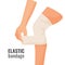 Elastic bandage on human hurt leg isolated illustration