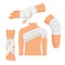 Elastic Medical Bandage Set Body Parts. Vector