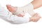 Elastic supportive orthopedic bandage, compression stabilizer ankle, isolated on white
