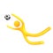 Elastic yellow humanoid icon catching soccer ball