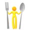 Elastic yellow humanoid icon ready to eat