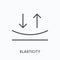 Elasticity flat line icon. Vector outline illustration of bending flexible surface . Black thin linear pictogram for