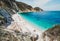Elba island panoramic view of beautiful beach with emerald water Tuscany, Italy.