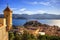 Elba island, Portoferraio aerial view from fort. Lighthouse and